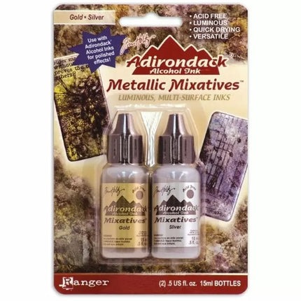 Ranger • Adirondack Alkohol Ink Metallic Mixatives Gold Silber