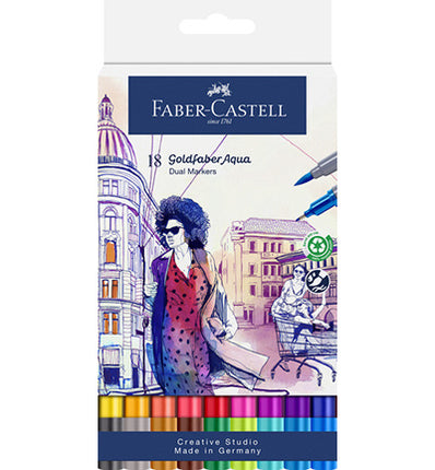 Duo Aquarellmarker FC Goldfaber Etui 18 Stück Farbnummern: 284, 283, 107, 109