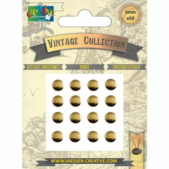 Vaessen Creative • Brads Vintage 5mm Gold 50 Stück