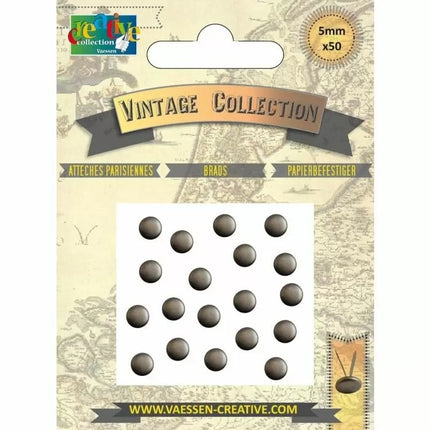 Vaessen Creative • Brads Vintage 5mm Antik Silber 50 Stück