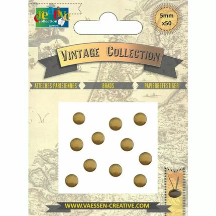 Vaessen Creative • Brads Vintage 5mm Antik Gold 50 Stück