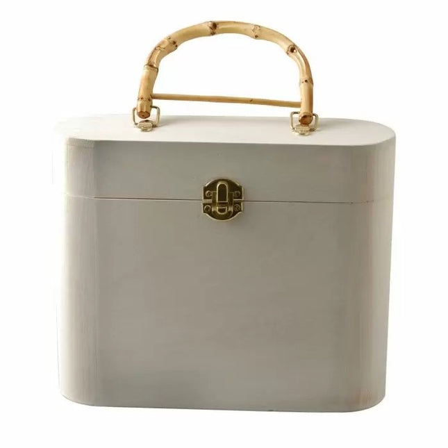 Vaessen Creative • Holztasche mit Rattanhenkel 23x6,5x18,5cm