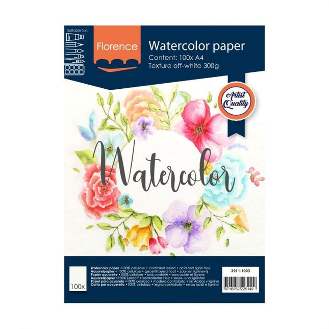 Florence • Aquarellpapier strukturiert A4 300g Off-White 100 Stück