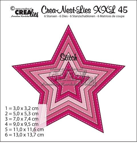 Crea-Nest-Lies XXL Stanzform Nr.45 Sterne 5-zackig
