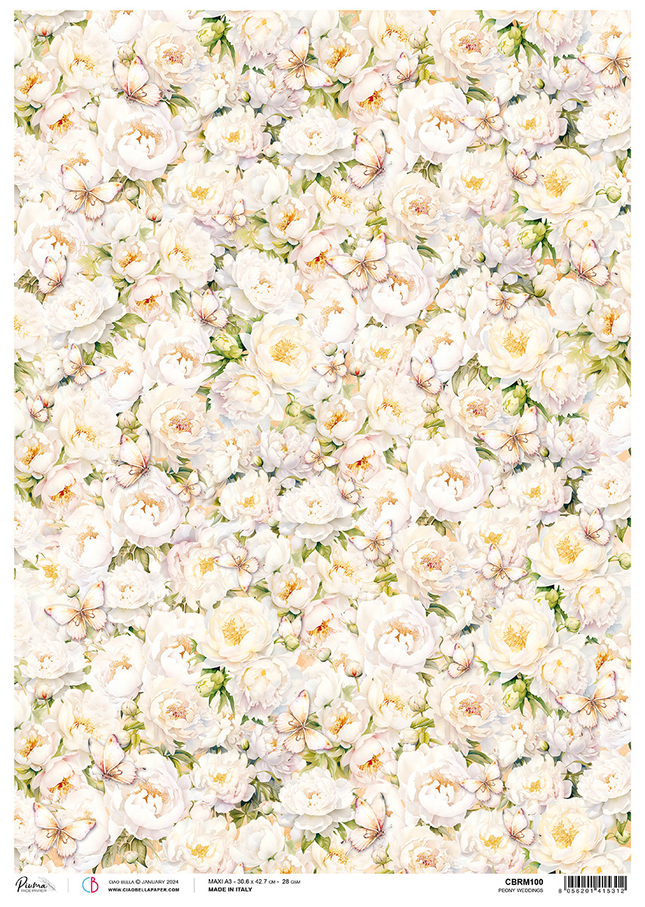 Reispapier A3 Peony Weddings