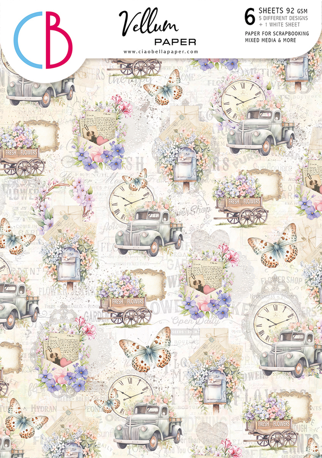 SEIDENPAPIER BLUMENLADEN MUSTER A4 6/STK