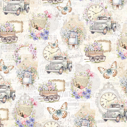 SEIDENPAPIER BLUMENLADEN MUSTER A4 6/STK