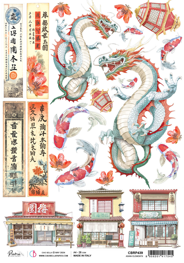 REISPAPIER A4 ASIATISCHE ELEMENTE
