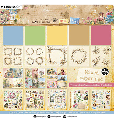 JMA Mixed Paper Pad Transparentpapier, einfarbig & Elemente Wild & Free Nr. 184