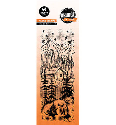GR Klarsichtstempel Fuchs im Wald Grunge Kollektion Nr. 677
