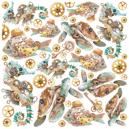 SEIDENPAPIER KORALLENRIFF FUSSY CUT 6"X6" 6/STK