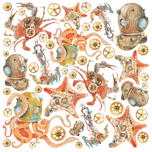 SEIDENPAPIER KORALLENRIFF FUSSY CUT 6"X6" 6/STK