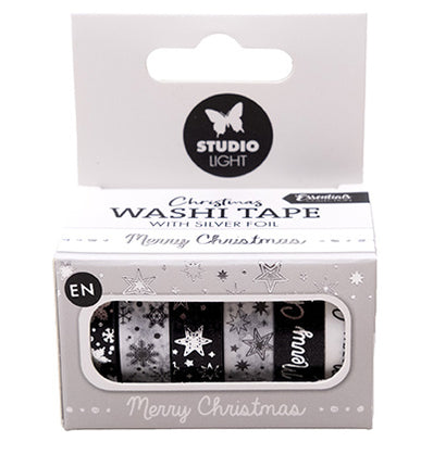 SL Washi Tape Schwarz/Weiß - EN - Silber Essentials Nr. 23