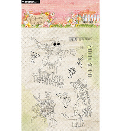 SL Klarsichtstempel Frühlingsmädchen Frühlingswiese Nr. 772