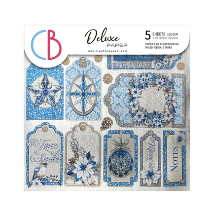 DELUXE ELEGANCE OF BLUE PAPIER SILBER 6"X6" 5/PKG