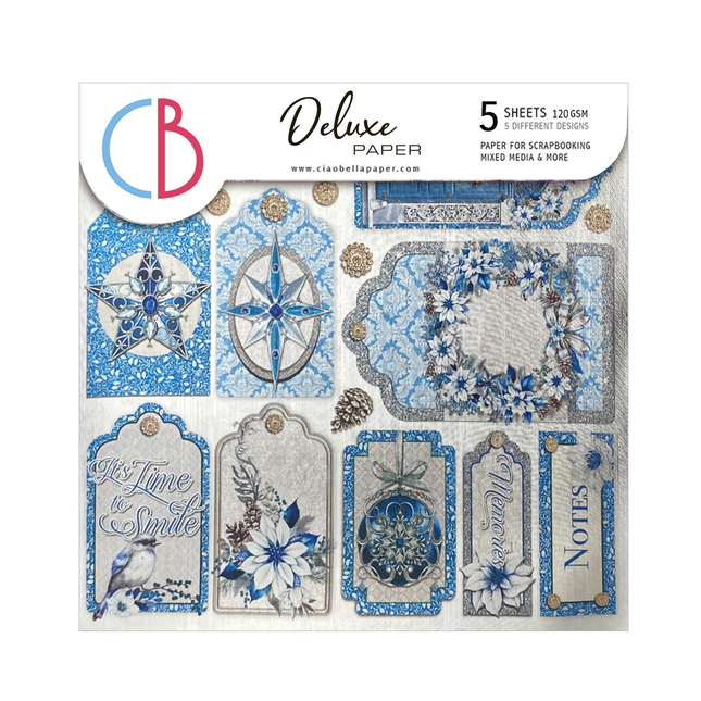 DELUXE ELEGANCE OF BLUE PAPIER SILBER 6"X6" 5/PKG
