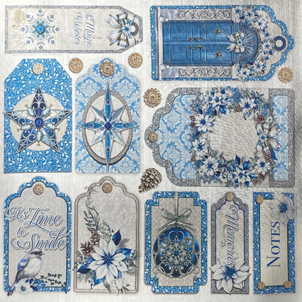 DELUXE ELEGANCE OF BLUE PAPIER SILBER 6"X6" 5/PKG