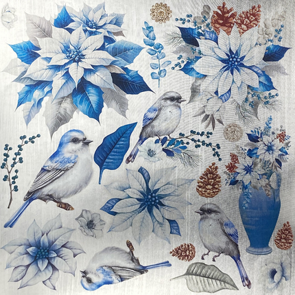 DELUXE ELEGANCE OF BLUE PAPIER SILBER 6"X6" 5/PKG