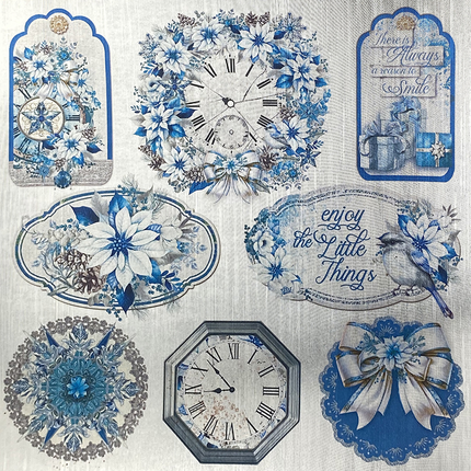 DELUXE ELEGANCE OF BLUE PAPIER SILBER 6"X6" 5/PKG