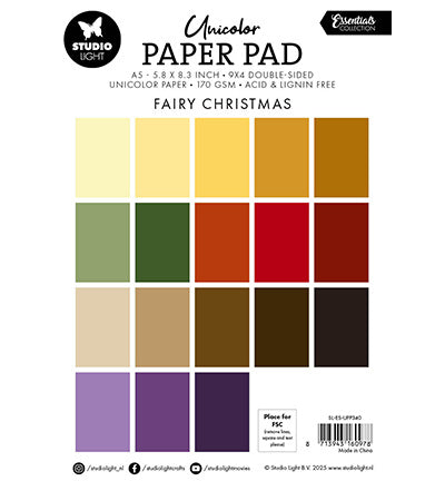 Unicolor-Papierblock Fairy Christmas Essentials Nr. 340  