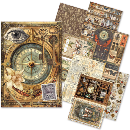 Reispapier A5 gemischt 8/Stück Cabinet of Curiosities