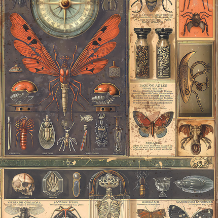 Reispapier A5 gemischt 8/Stück Cabinet of Curiosities