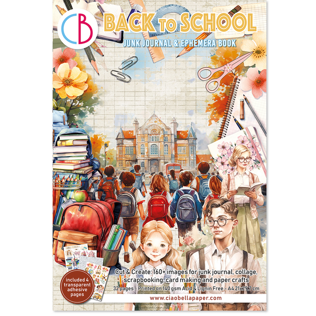 Buch Back to School A4 - Junk Journal Ephemera Buch - Ciao Bella