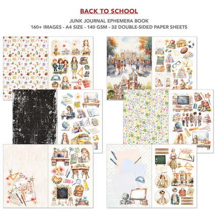 Buch Back to School A4 - Junk Journal Ephemera Buch - Ciao Bella