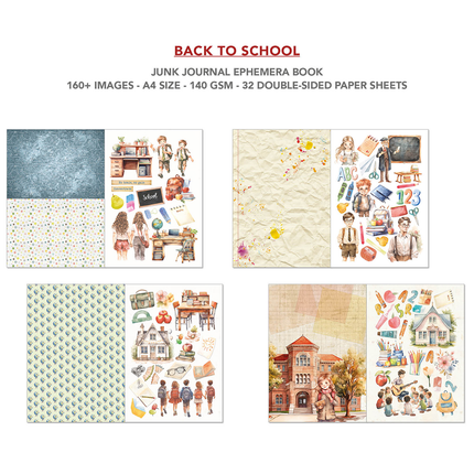 Buch Back to School A4 - Junk Journal Ephemera Buch - Ciao Bella