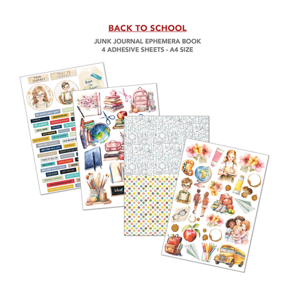 Buch Back to School A4 - Junk Journal Ephemera Buch - Ciao Bella