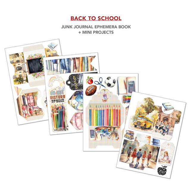 Buch Back to School A4 - Junk Journal Ephemera Buch - Ciao Bella