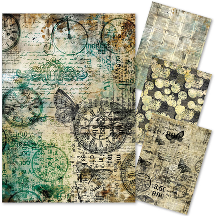 Mixed Media Reispapier A4 Set 4/Stück Time Capsule