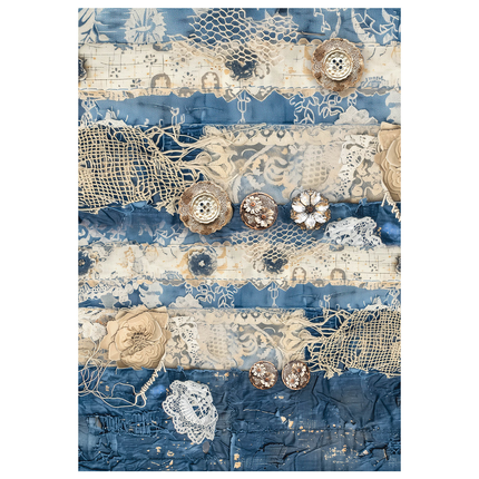 Mixed Media Reispapier A4 Set 4/Stück Urban Blue Denim