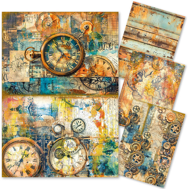Mixed Media Reispapier A4 Set 4/Stück Past Time