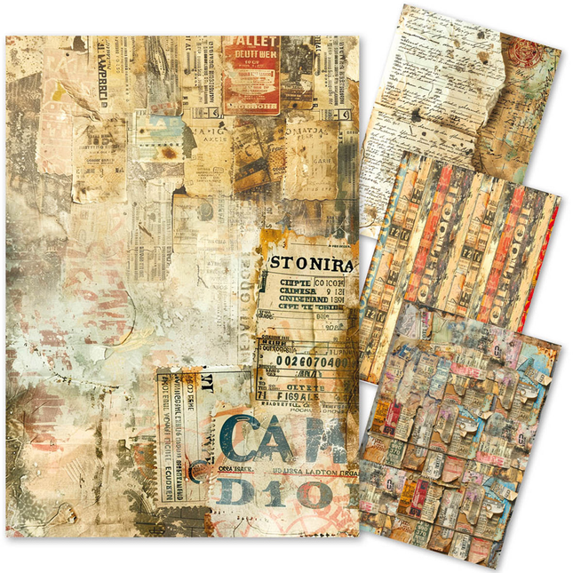 Mixed Media Reispapier A4 Set 4/Stück Journey Ahead