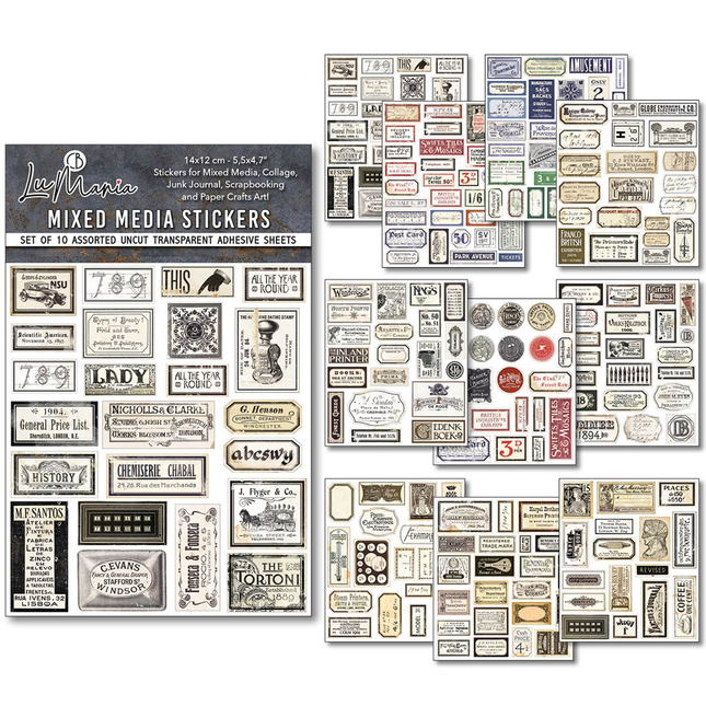 Sticker-Set 10/Stück Vintage Scripts