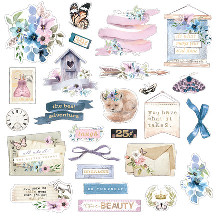Watercolor Floral Kollektion Ephemera - 25 Stück mit Folien-Details / Papier