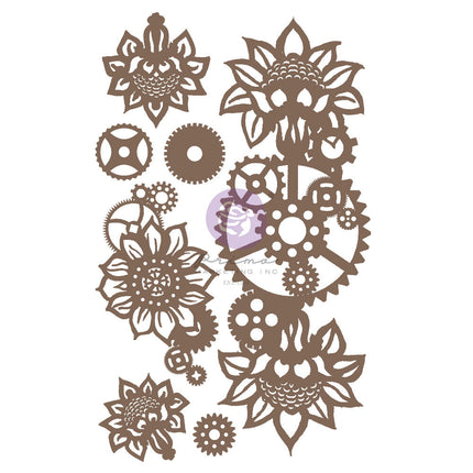 Finnabair Dekoratives Chipboard - Maschinenblumen Dekore - 7 Stück / Chipboard