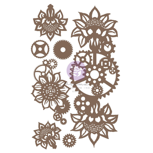 Finnabair Dekoratives Chipboard - Maschinenblumen Dekore - 7 Stück / Chipboard