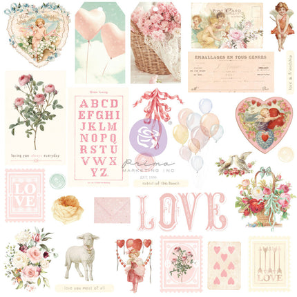 Magic Love Collection Ephemera - 29 Stück mit Folien-Details / Papier
