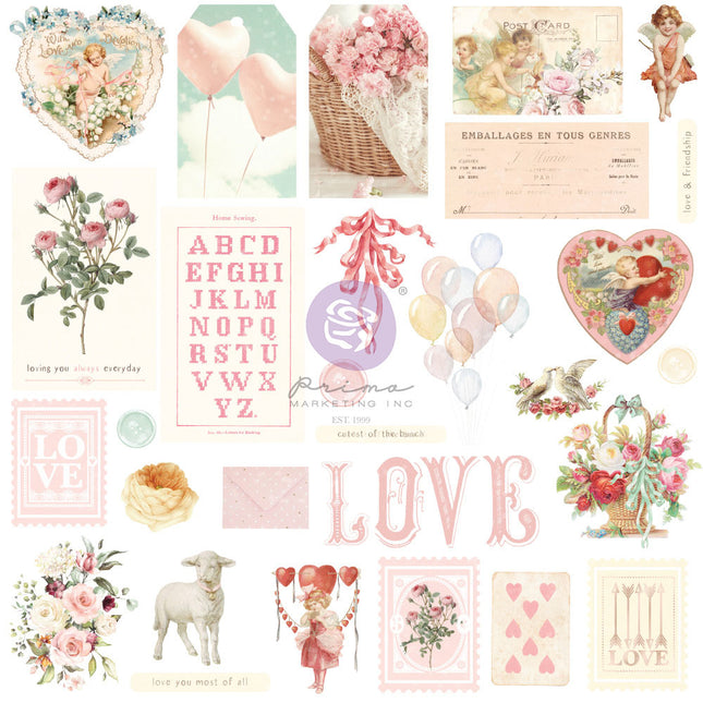 Magic Love Collection Ephemera - 29 Stück mit Folien-Details / Papier