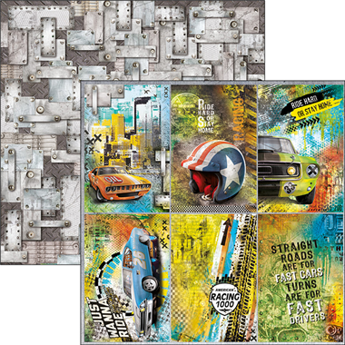 Start Your Engines Karten Papierbogen 12"x12"