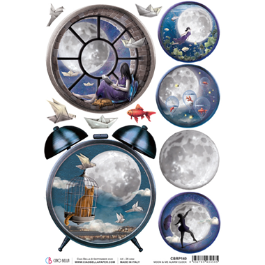 Reispapier A4 Moon & Me Wecker