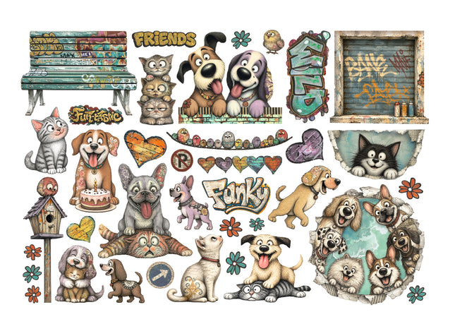 Printed Decorative Ephemera for Art and Craft - Furry Friends 2
