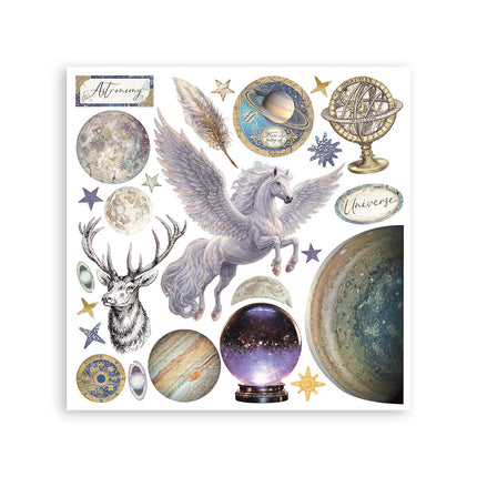 Printed Decorative Rub on kit for Art and Craft cm 15,5x15,5 - Cosmos