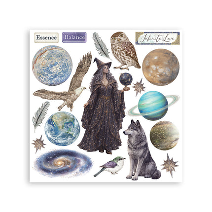 Printed Decorative Rub on kit for Art and Craft cm 15,5x15,5 - Cosmos