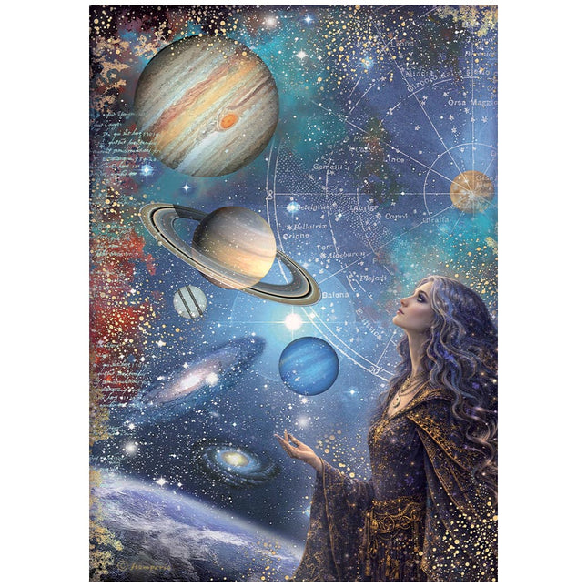 Printed A4 Rice paper for Art and Craft - Cosmos planets