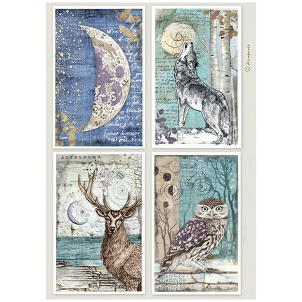 Printed A4 Rice paper for Art and Craft - Cosmos 4 cards