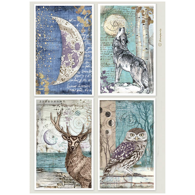 Printed A4 Rice paper for Art and Craft - Cosmos 4 cards