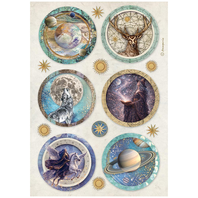 Printed A4 Rice paper for Art and Craft - Cosmos rounds